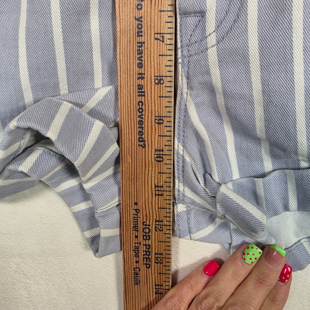 BDG Super High Rise Foxy Shorts Women's 24 Blue White Striped Button Fly Cuffed - Picture 5 of 15